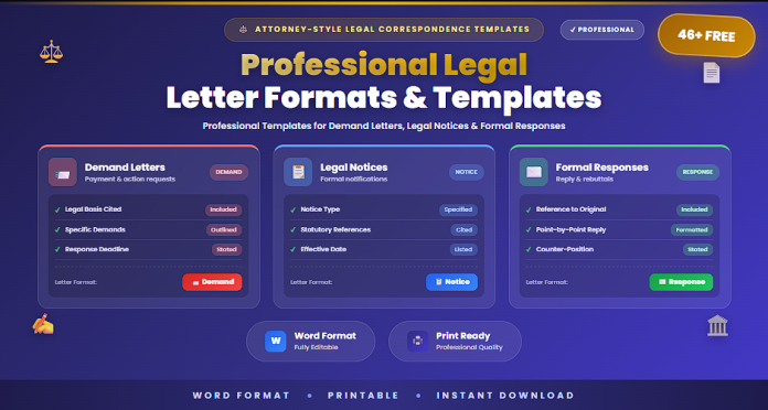 Free professional legal letter formats and templates in Word