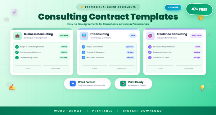 Free simple consulting contract templates in Word format