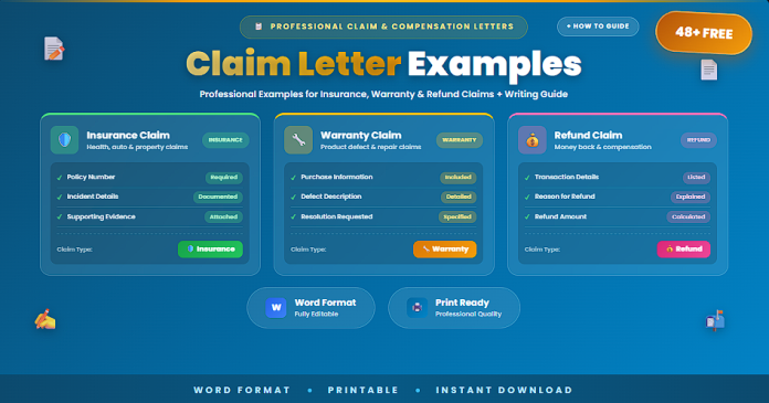 Free claim letter examples in Word