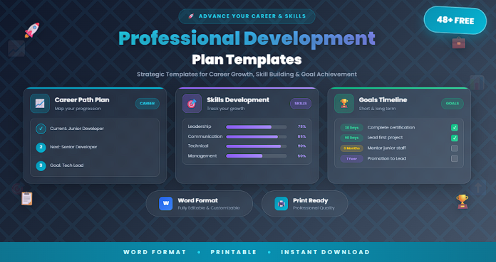 Free professional development plan templates in Word format