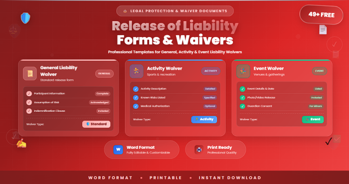 Free release of liability forms (liability waiver) in Word