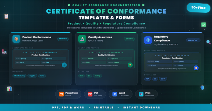 Free certificate of conformance templates and forms in PPT, PDF, and Word