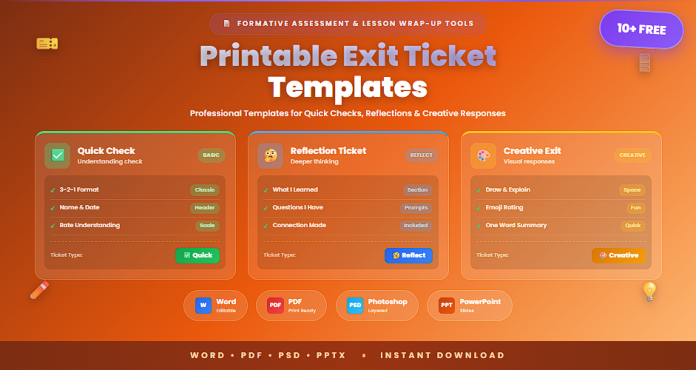 Free printable exit ticket templates Word PDF PSD PPTX