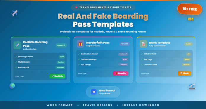 Free boarding pass templates Word