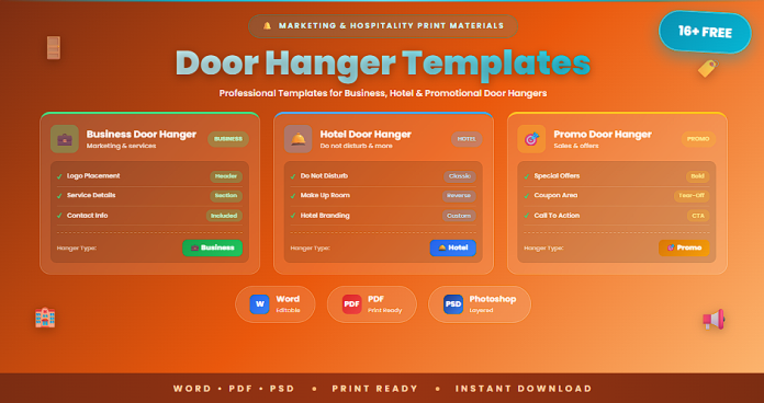 Free door hanger templates Word PDF PSD