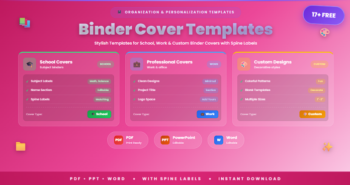 Free binder cover templates PDF PPT Word