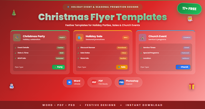 Free Christmas flyer templates Word PDF PSD