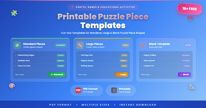 Free printable puzzle piece templates PDF