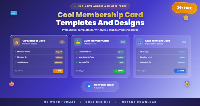 Free membership card templates MS Word