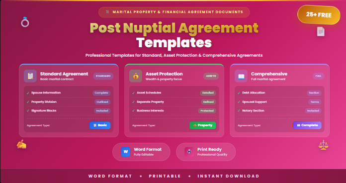 Free post nuptial agreement templates in Word