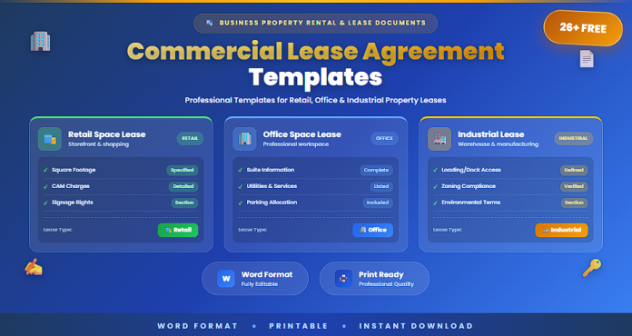 Free commercial lease agreement templates in Word