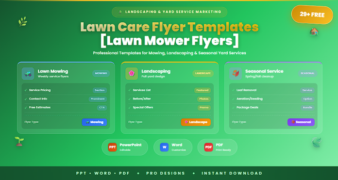 Free lawn care flyer templates PPT Word PDF