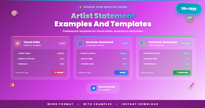 Free artist statement templates Word