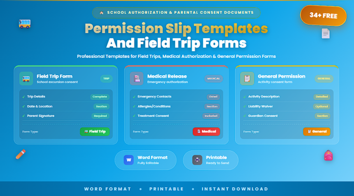 Free permission slip templates and field trip forms in Word