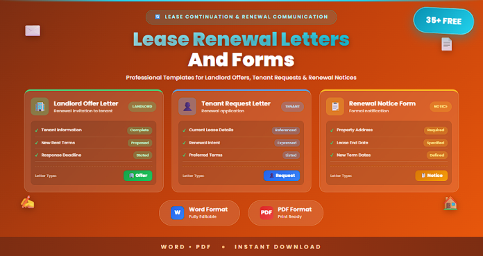 Free lease renewal letters and forms in Word and PDF