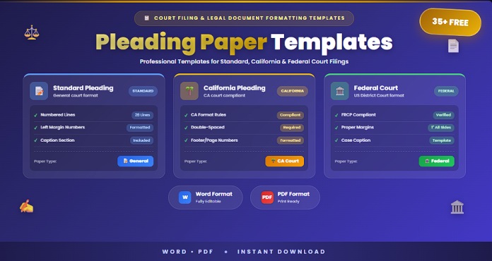Free pleading paper templates Word PDF