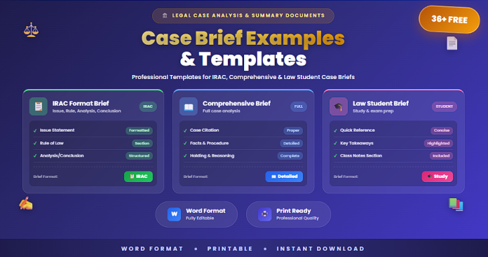 Free case brief examples and templates in Word