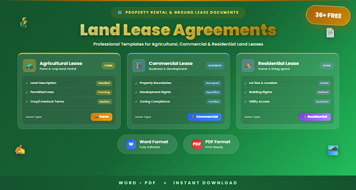 Free land lease agreements in Word and PDF