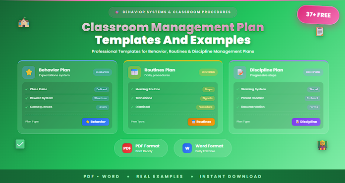 Free classroom management plan templates PDF Word