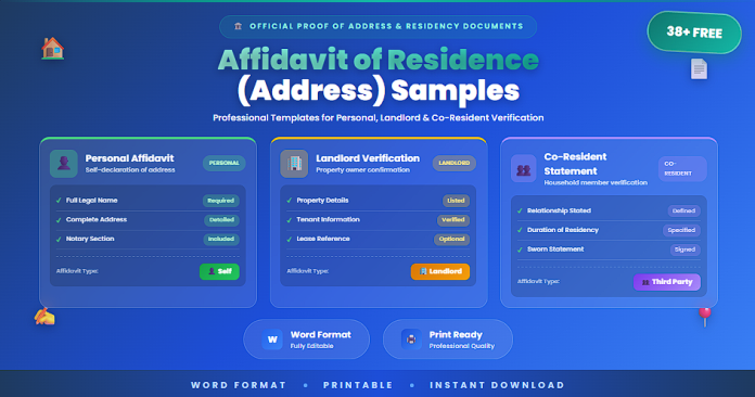 Free affidavits of residence (affidavit of address) samples in Word