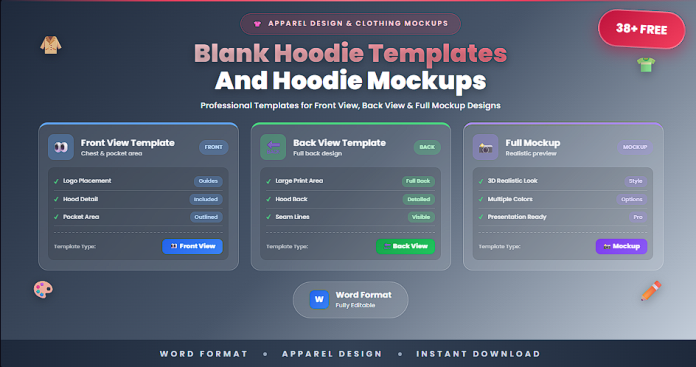 Free blank hoodie templates Word
