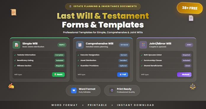 Free last will and testament forms and templates in Word