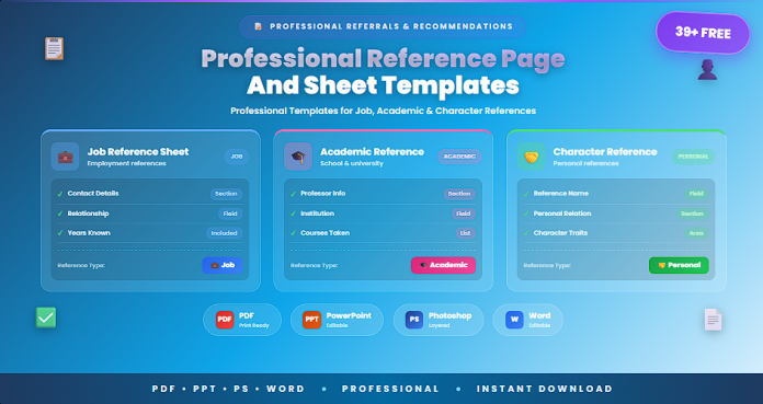 Free reference page templates PDF PPT PS Word