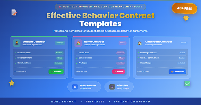 Free effective behavior contract templates Word