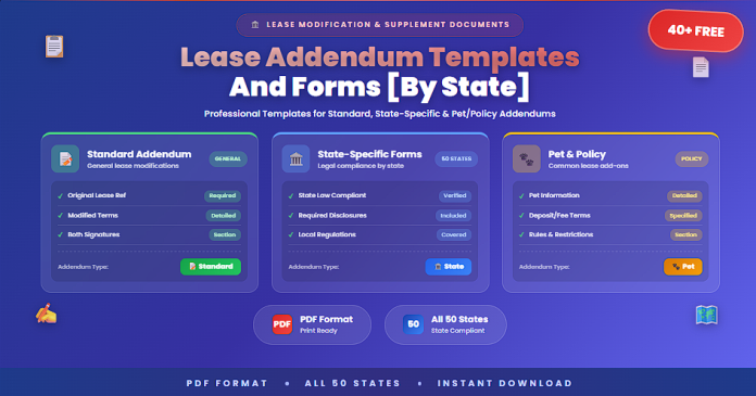 Free lease addendum templates and forms by state in PDF