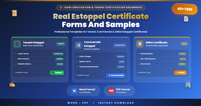 Free real estoppel certificate forms and samples in Word and PDF