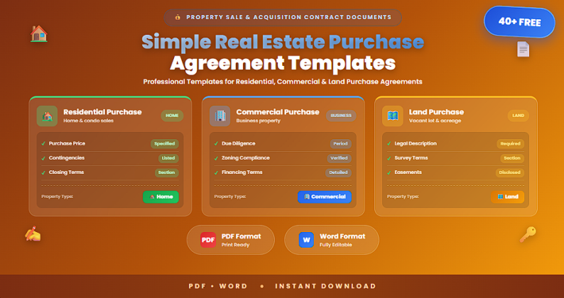 40+ Free Simple Real Estate Purchase Agreement Templates In (PDF,Word ...