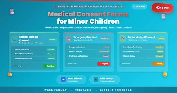Free printable medical consent forms for minor in Word