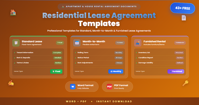 Free residential lease agreement templates in Word and PDF