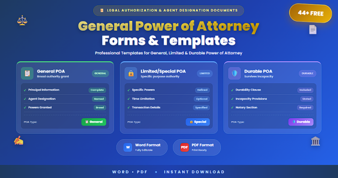 Free general power of attorney forms and templates Word PDF