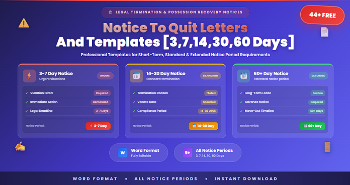 Free notice to quit letters and templates in Word