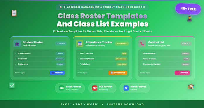 Free class roster templates and class list examples Excel PDF Word