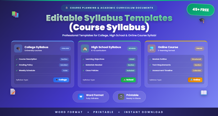 Free editable syllabus templates course syllabus Word