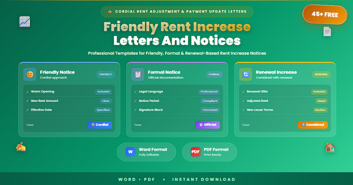 Free friendly rent increase letters and notices in Word and PDF