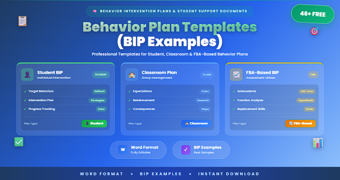 Free behavior plan templates BIP examples Word