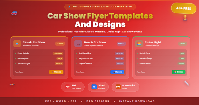 Free car show flyer templates PDF Word PPT