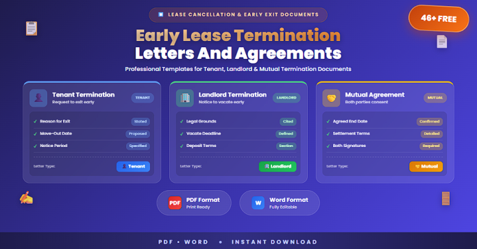 Free early lease termination letters and agreements in PDF and Word