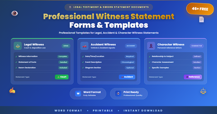 Free professional witness statement forms and templates in Word