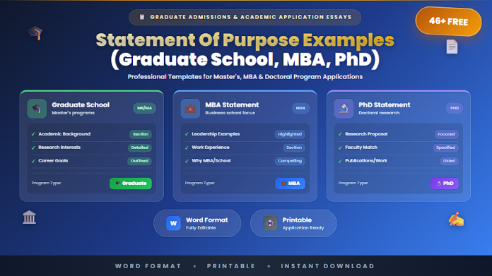 Free statement of purpose examples graduate school MBA PhD Word
