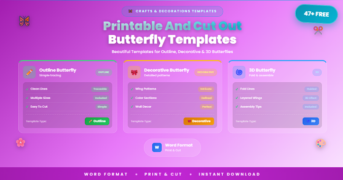 Free printable butterfly templates Word