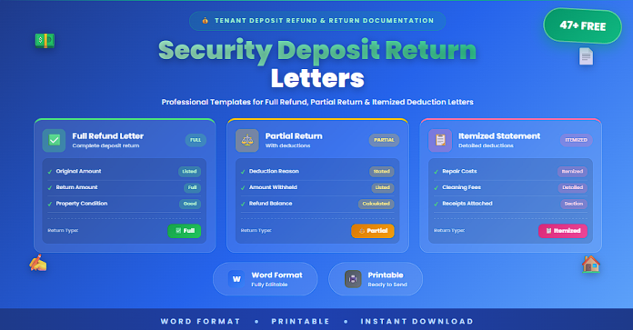 Free security deposit return letters in Word