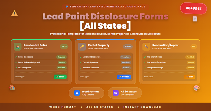 Free lead paint disclosure forms all states Word