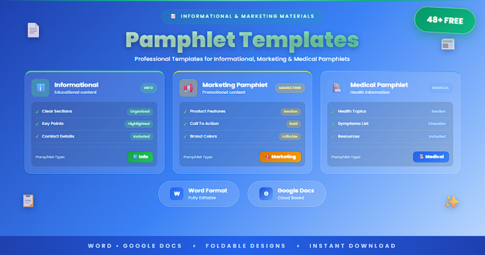 Free pamphlet templates Word Google Docs