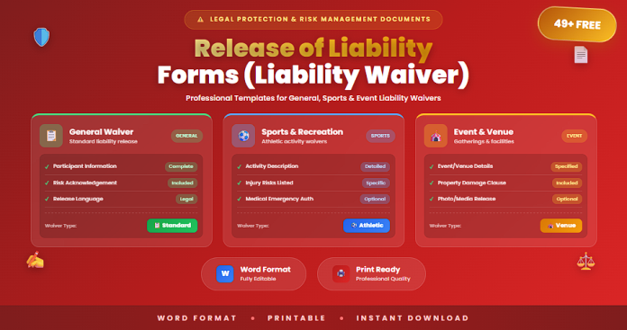 Free release of liability forms (liability waiver) in Word