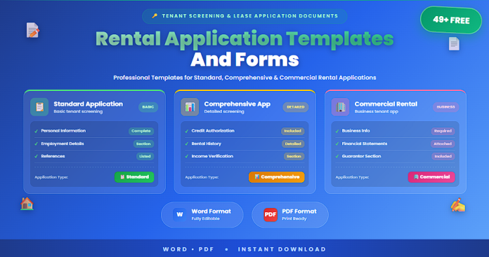 Free rental application templates and forms in Word and PDF
