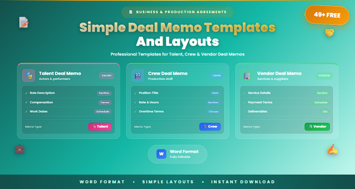 Free deal memo templates Word